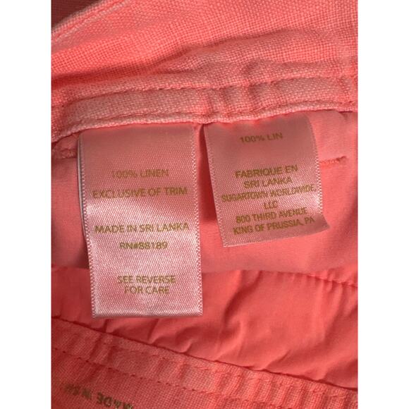 Lilly Pulitzer Linen Calla Shorts Coral Orange Pink Womens 0 Gold Button Resort - Picture 8 of 9